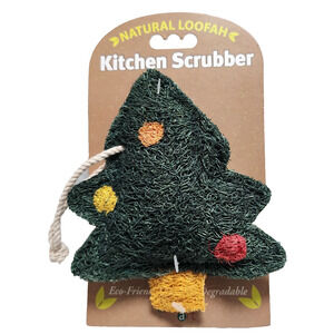 Christmas Tree 100% Natural Loofah Kitchen Scrubber Pad, Eco-Friendly